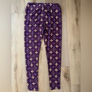 LULAROE Purple Geometric Leggings EUC